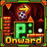 Cube character jumping over spikes in Geometry Dash Onward