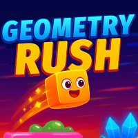 Cube character jumping over spikes in Geometry Rush