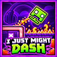 Cube character jumping over spikes in I Just Might Dash